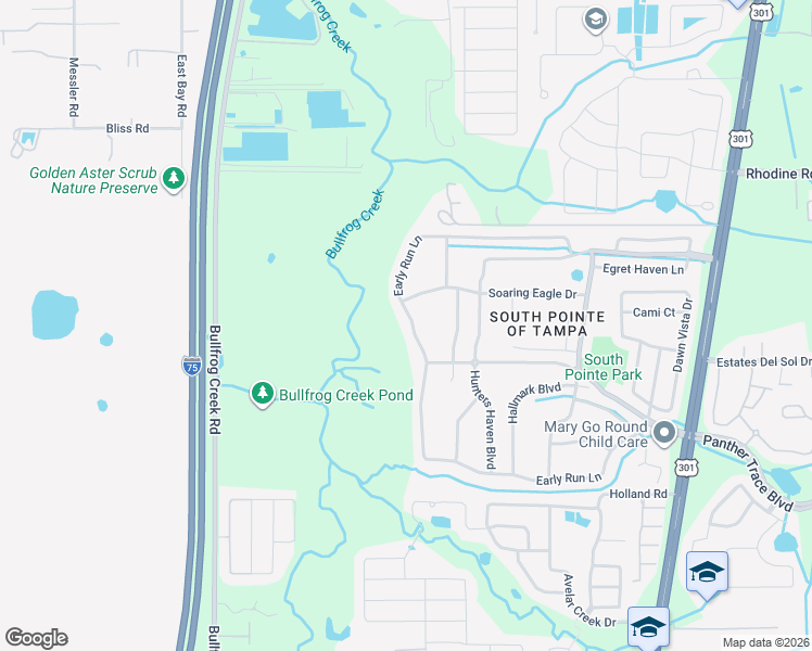map of restaurants, bars, coffee shops, grocery stores, and more near 13020 Early Run Lane in Riverview