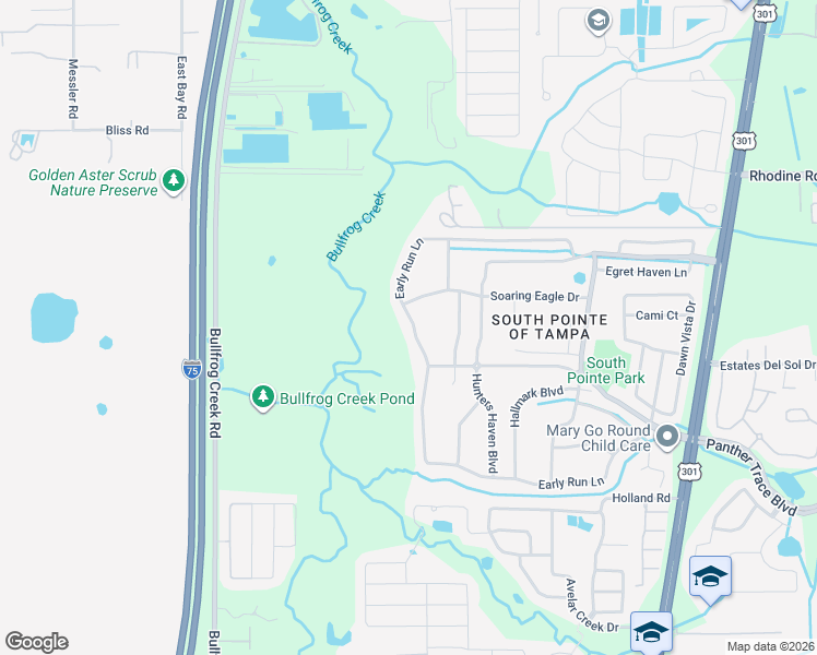 map of restaurants, bars, coffee shops, grocery stores, and more near 13016 Early Run Lane in Riverview