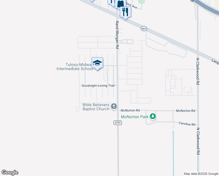 map of restaurants, bars, coffee shops, grocery stores, and more near 1725 Overland Trail in Corpus Christi
