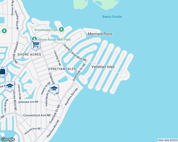 map of restaurants, bars, coffee shops, grocery stores, and more near 1955 Kansas Avenue Northeast in St. Petersburg