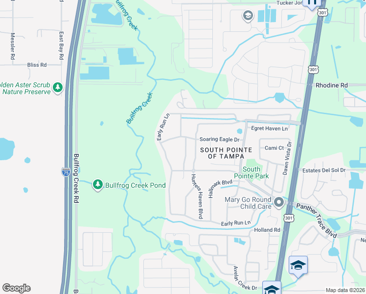 map of restaurants, bars, coffee shops, grocery stores, and more near 12309 Hawkeye Point Place in Riverview