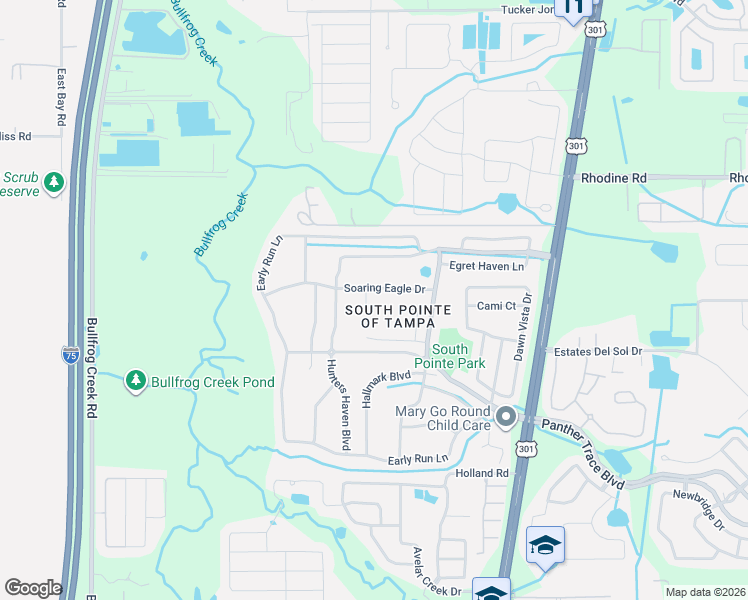 map of restaurants, bars, coffee shops, grocery stores, and more near 10420 Soaring Eagle Drive in Riverview