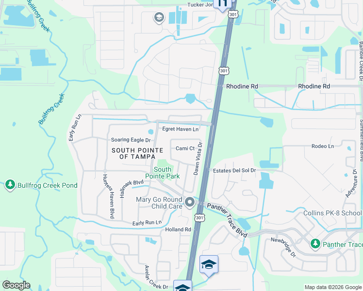 map of restaurants, bars, coffee shops, grocery stores, and more near 10612 Cami Court in Riverview