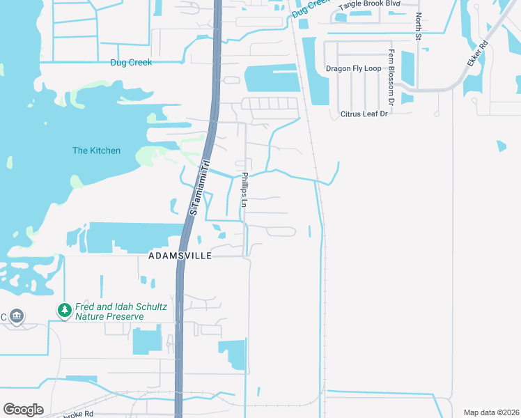 map of restaurants, bars, coffee shops, grocery stores, and more near 12410 Phillips Lane in Gibsonton