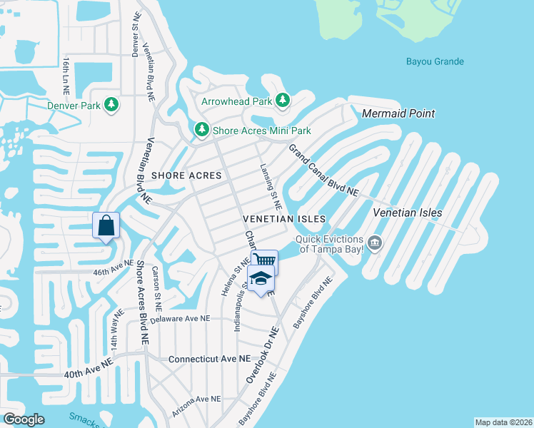 map of restaurants, bars, coffee shops, grocery stores, and more near 1858 Michigan Avenue Northeast in St. Petersburg