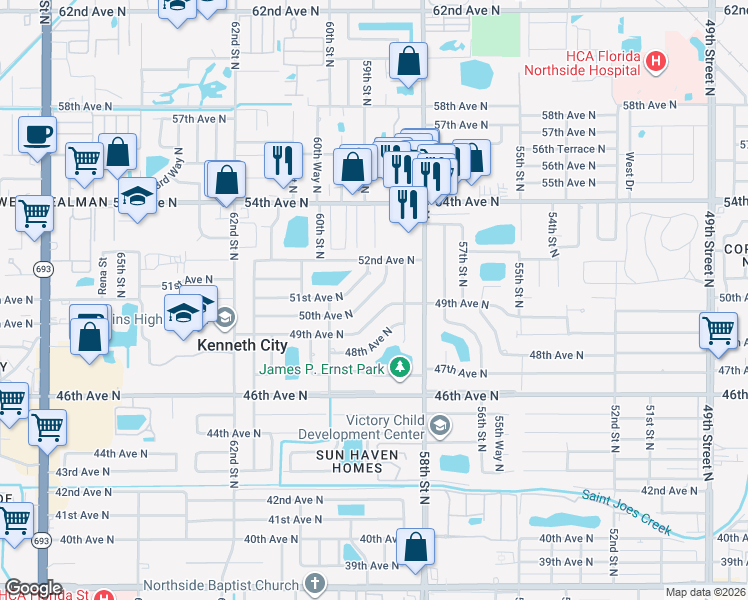 map of restaurants, bars, coffee shops, grocery stores, and more near 5902 50th Avenue North in Kenneth City