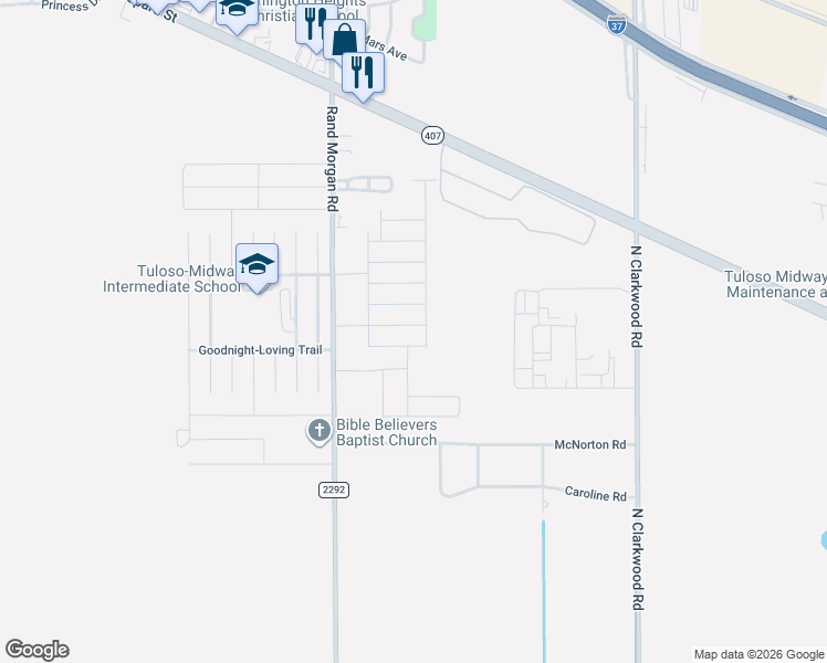 map of restaurants, bars, coffee shops, grocery stores, and more near 1744 Rand Morgan Road in Corpus Christi