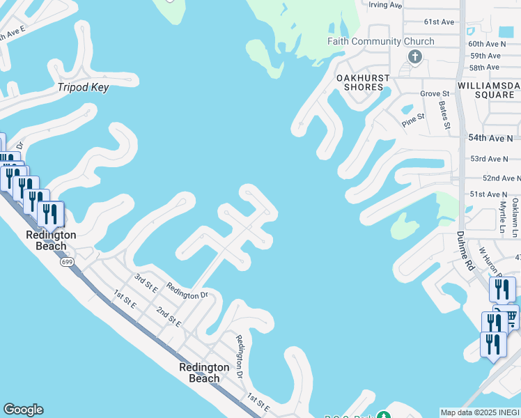 map of restaurants, bars, coffee shops, grocery stores, and more near 514 161st Avenue in Redington Beach