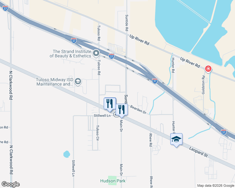 map of restaurants, bars, coffee shops, grocery stores, and more near 8113 Barrogate Drive in Corpus Christi