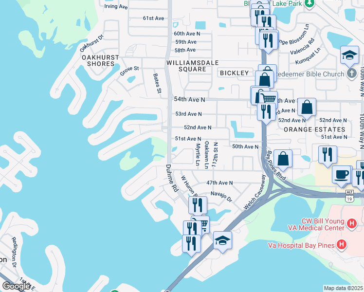 map of restaurants, bars, coffee shops, grocery stores, and more near 11138 Kapok Grand Circle in Saint Petersburg