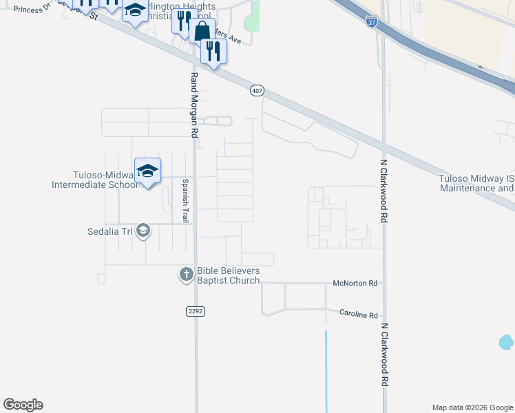 map of restaurants, bars, coffee shops, grocery stores, and more near 1744 Rand Morgan Road in Corpus Christi