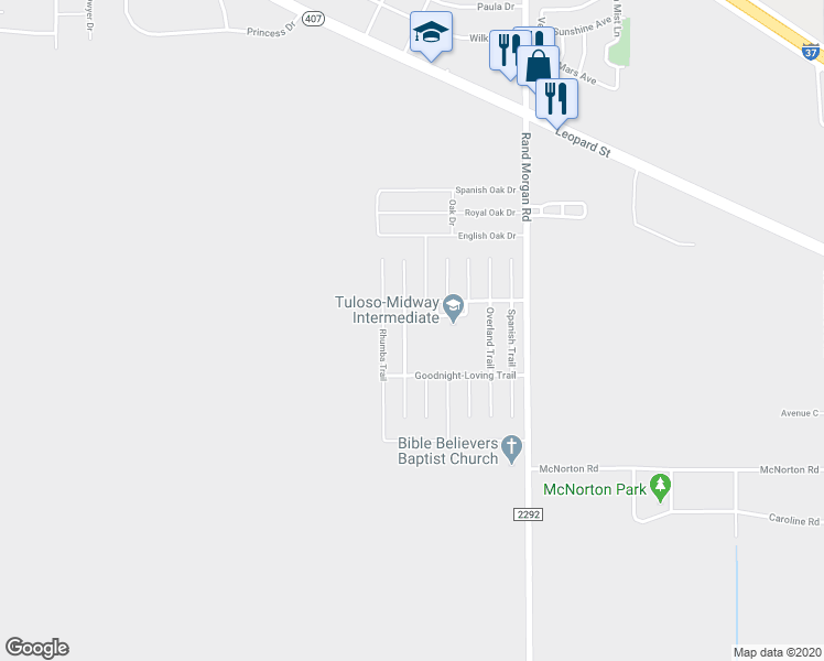 map of restaurants, bars, coffee shops, grocery stores, and more near 1910 Barlow Trail in Corpus Christi