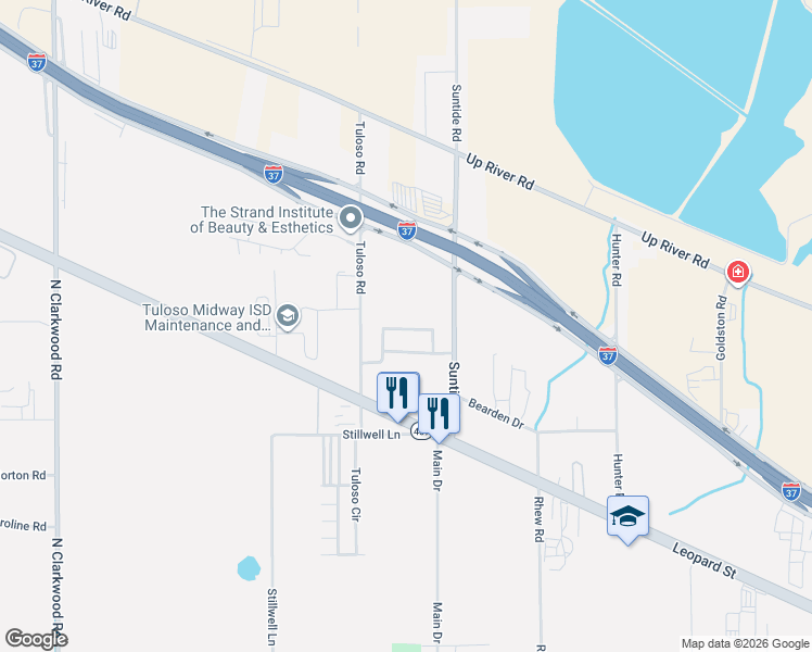 map of restaurants, bars, coffee shops, grocery stores, and more near 8138 Douglas Drive in Corpus Christi