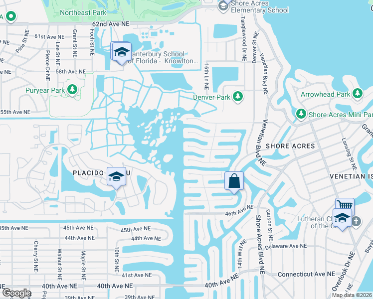 map of restaurants, bars, coffee shops, grocery stores, and more near 1312 51st Avenue Northeast in Saint Petersburg