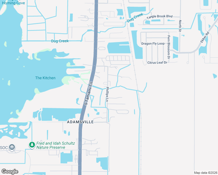 map of restaurants, bars, coffee shops, grocery stores, and more near 12305 Phillips Lane in Gibsonton