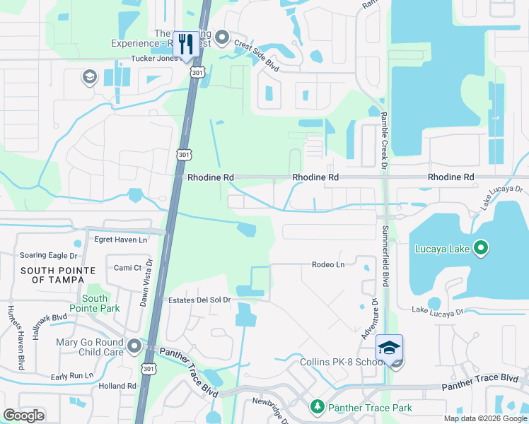 map of restaurants, bars, coffee shops, grocery stores, and more near 10819 Verawood Drive in Riverview