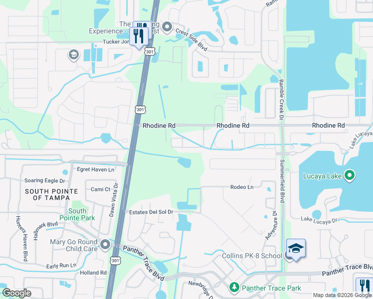 map of restaurants, bars, coffee shops, grocery stores, and more near 10819 Verawood Drive in Riverview