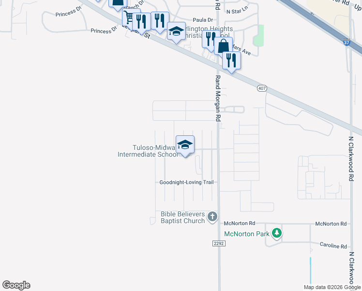 map of restaurants, bars, coffee shops, grocery stores, and more near 1921 Overland Trail in Corpus Christi