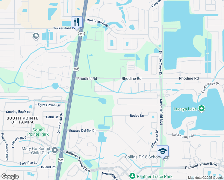 map of restaurants, bars, coffee shops, grocery stores, and more near 10808 Verawood Drive in Riverview