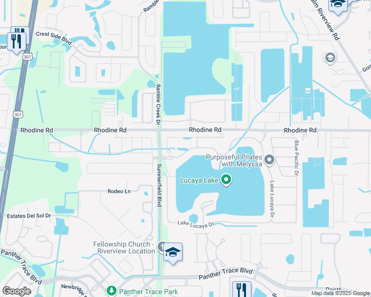 map of restaurants, bars, coffee shops, grocery stores, and more near 11331 Emerald Shore Drive in Riverview