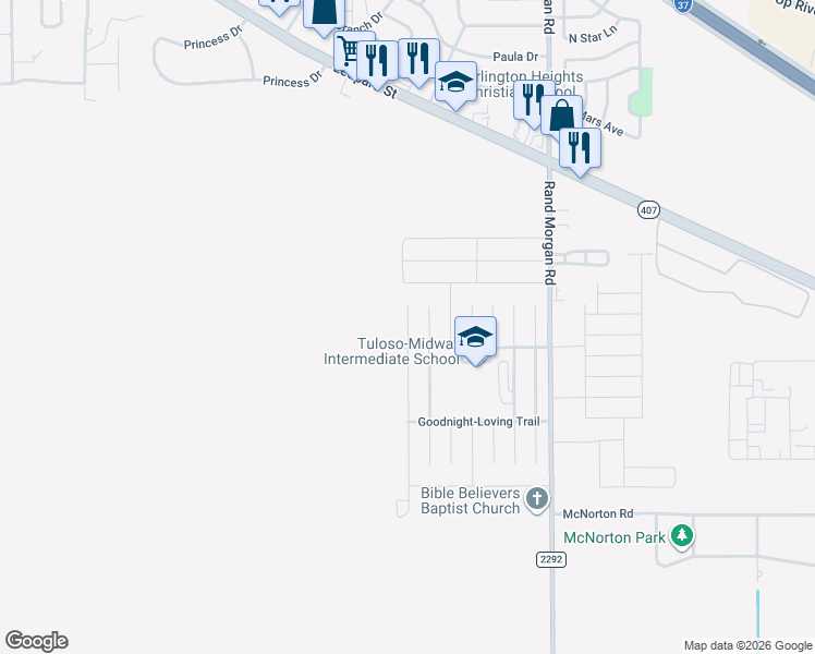 map of restaurants, bars, coffee shops, grocery stores, and more near 2026 Rhumba Trail in Corpus Christi