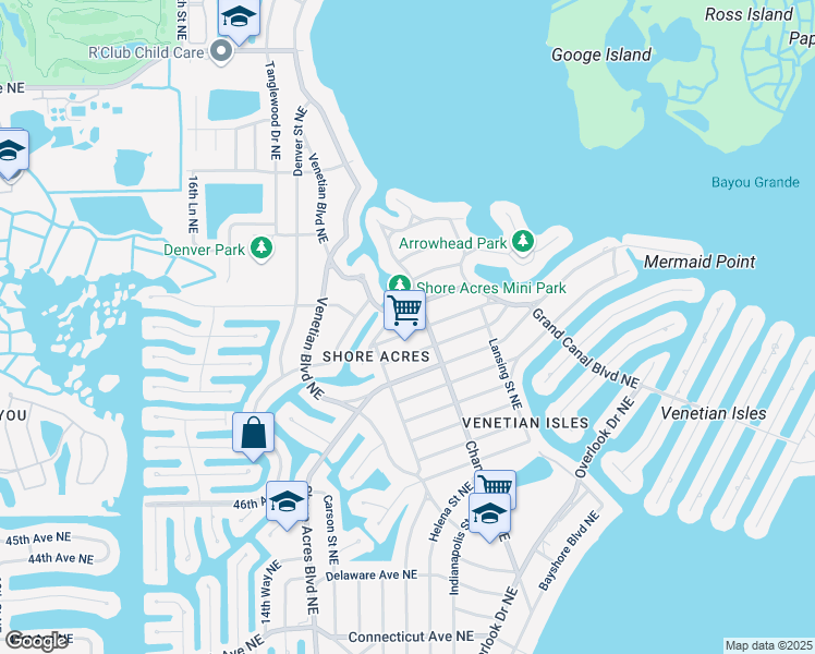 map of restaurants, bars, coffee shops, grocery stores, and more near 1767 Nevada Avenue Northeast in St. Petersburg