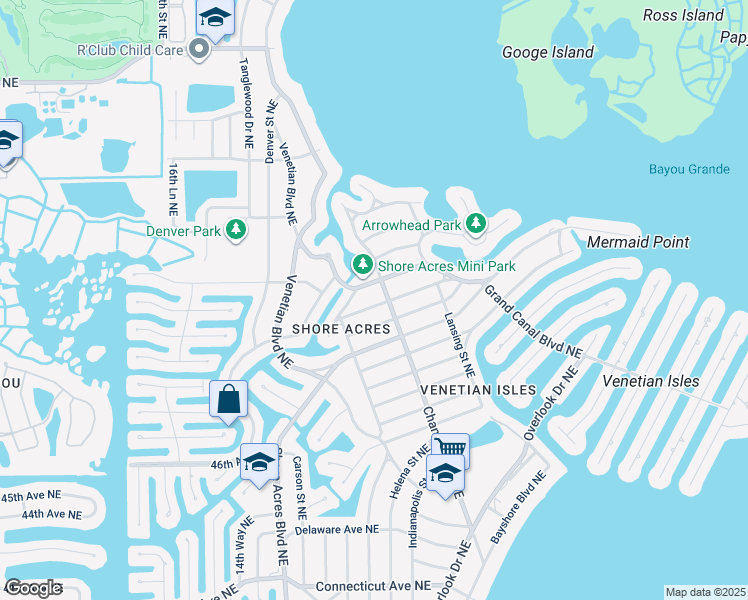 map of restaurants, bars, coffee shops, grocery stores, and more near 1767 Nevada Ave NE in St Petersburg