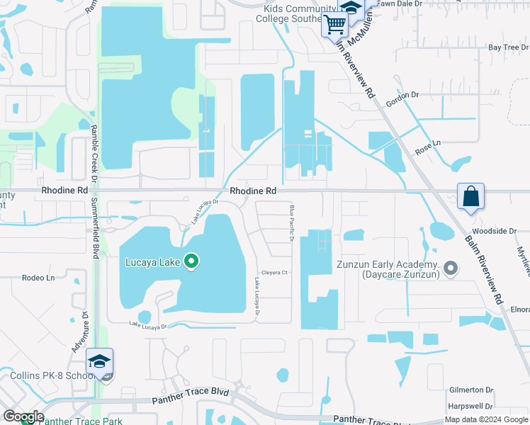 map of restaurants, bars, coffee shops, grocery stores, and more near 11604 Fringetree Court in Riverview