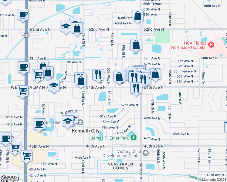 map of restaurants, bars, coffee shops, grocery stores, and more near 5363 59th Circle West in Kenneth City