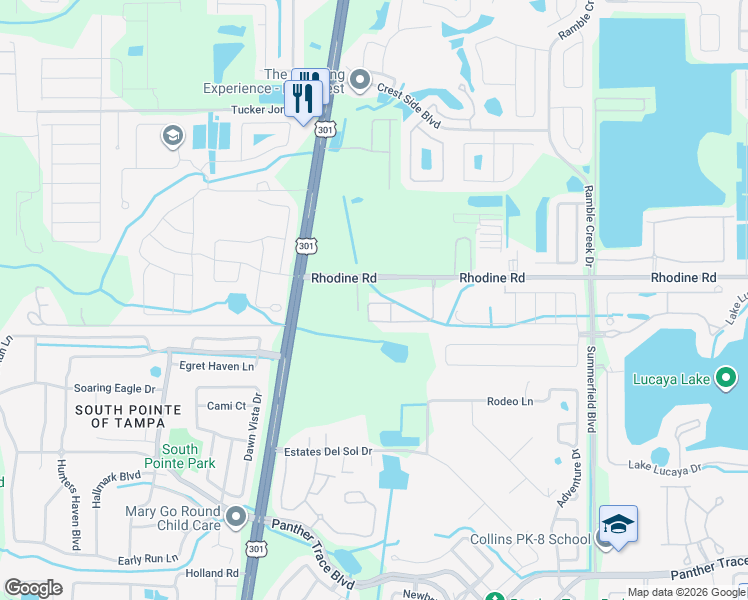 map of restaurants, bars, coffee shops, grocery stores, and more near 10808 Verawood Drive in Riverview