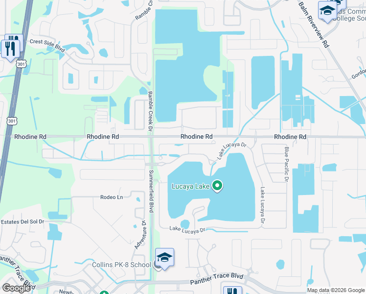 map of restaurants, bars, coffee shops, grocery stores, and more near 11347 Emerald Shore Drive in Riverview