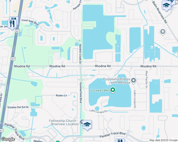 map of restaurants, bars, coffee shops, grocery stores, and more near 11331 Emerald Shore Drive in Riverview