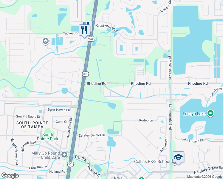 map of restaurants, bars, coffee shops, grocery stores, and more near 10705 Verawood Drive in Riverview