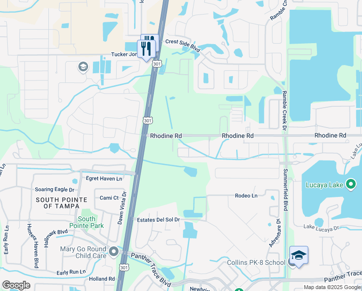 map of restaurants, bars, coffee shops, grocery stores, and more near 10808 Verawood Drive in Riverview