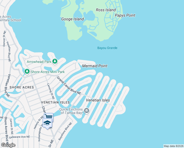 map of restaurants, bars, coffee shops, grocery stores, and more near 2080 Michigan Avenue Northeast in Saint Petersburg