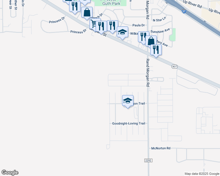 map of restaurants, bars, coffee shops, grocery stores, and more near 2045 Rhumba Trail in Corpus Christi