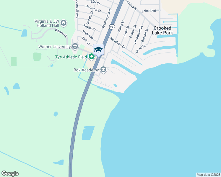 map of restaurants, bars, coffee shops, grocery stores, and more near 299 Lakeside Garden Drive in Lake Wales