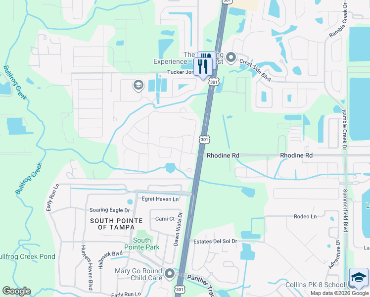 map of restaurants, bars, coffee shops, grocery stores, and more near 12118 Fawn Brindle Street in Riverview