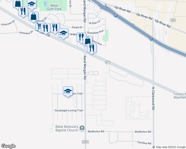 map of restaurants, bars, coffee shops, grocery stores, and more near 3266 County Road 103 in Corpus Christi