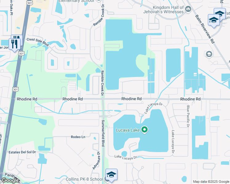 map of restaurants, bars, coffee shops, grocery stores, and more near 11322 Chilly Water Court in Riverview