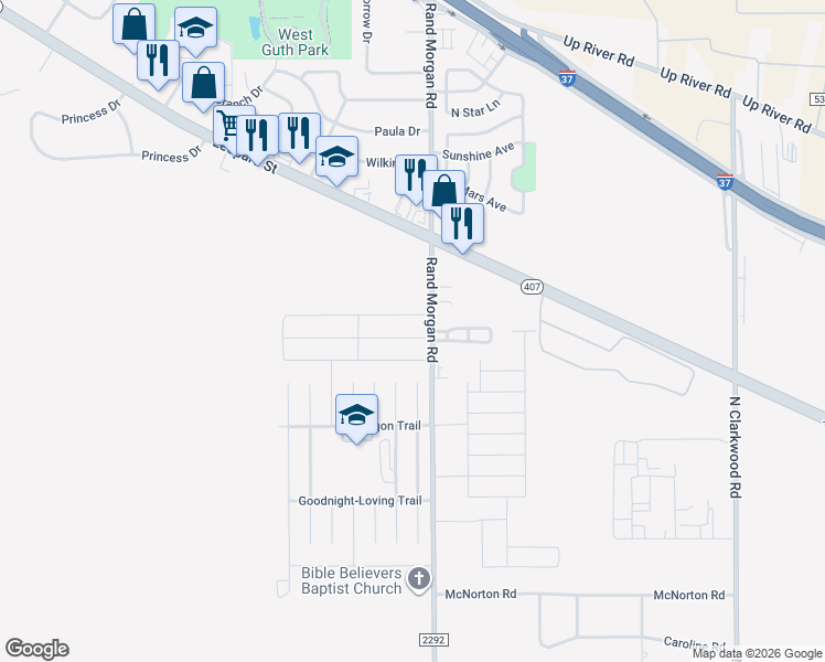 map of restaurants, bars, coffee shops, grocery stores, and more near 9405 Royal Oak Drive in Corpus Christi