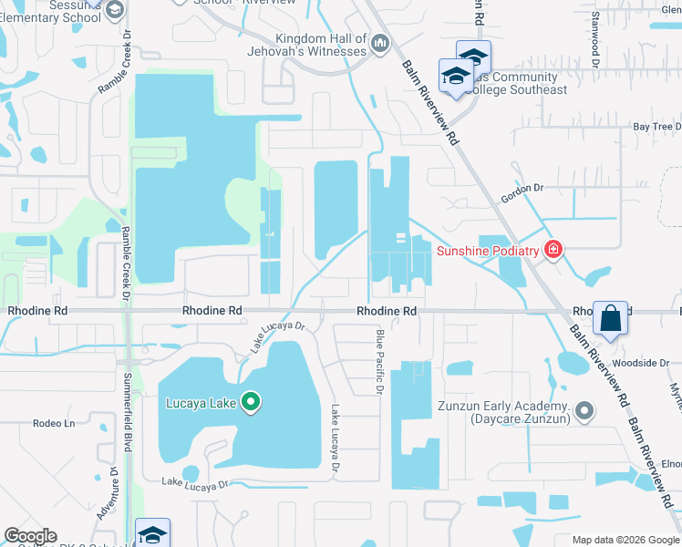 map of restaurants, bars, coffee shops, grocery stores, and more near 11425 Stone Pine Street in Riverview