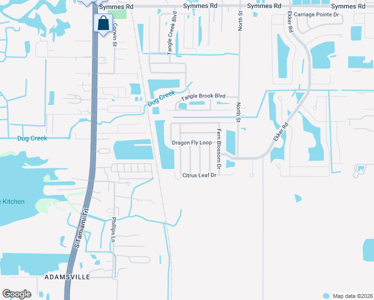 map of restaurants, bars, coffee shops, grocery stores, and more near 12109 Tree Haven Avenue in Gibsonton