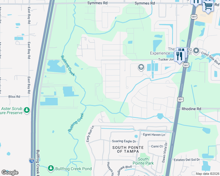 map of restaurants, bars, coffee shops, grocery stores, and more near 10209 Happy Heart Avenue in Riverview