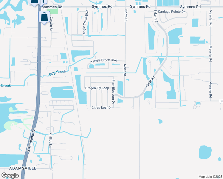 map of restaurants, bars, coffee shops, grocery stores, and more near 7404 Dragon Fly Loop in Gibsonton