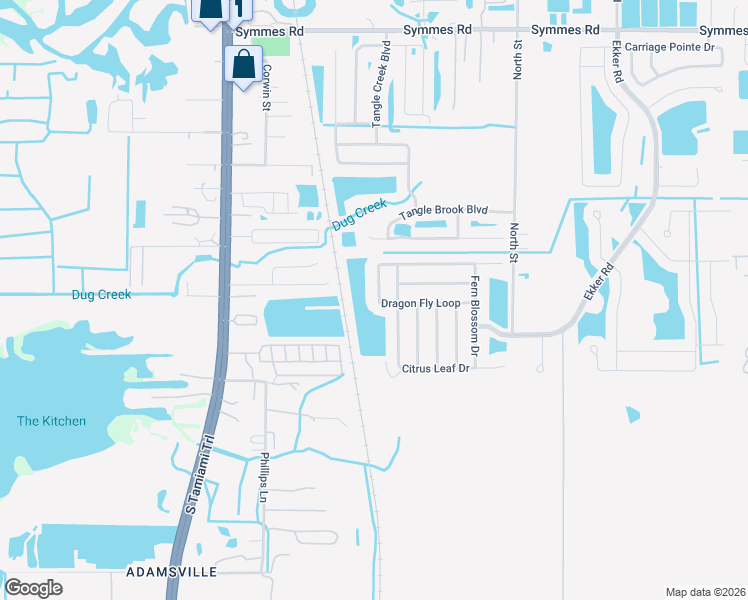 map of restaurants, bars, coffee shops, grocery stores, and more near 7516 Dragon Fly Loop in Gibsonton
