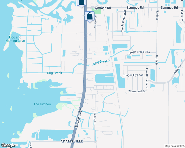 map of restaurants, bars, coffee shops, grocery stores, and more near 12002 US Highway 41 South in Gibsonton