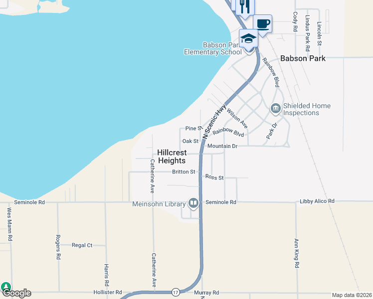 map of restaurants, bars, coffee shops, grocery stores, and more near 41 Fairchild Street in Babson Park