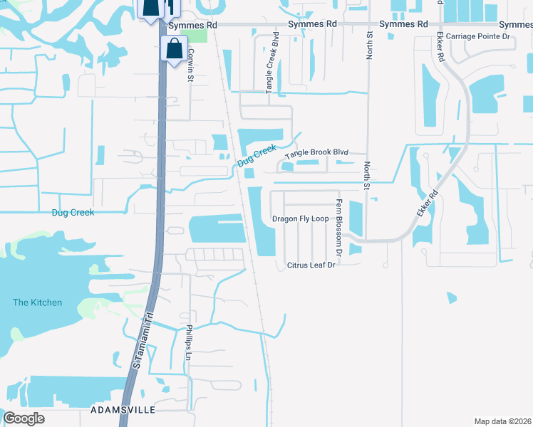 map of restaurants, bars, coffee shops, grocery stores, and more near 7516 Dragon Fly Loop in Gibsonton