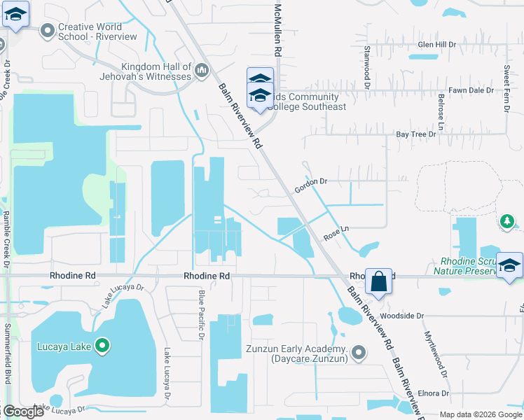 map of restaurants, bars, coffee shops, grocery stores, and more near 11837 Balm Riverview Road in Riverview